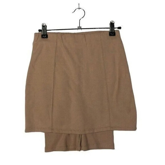 Zara Mauve Tan Ribbed Biker Mini Skort S - Picture 4 of 5